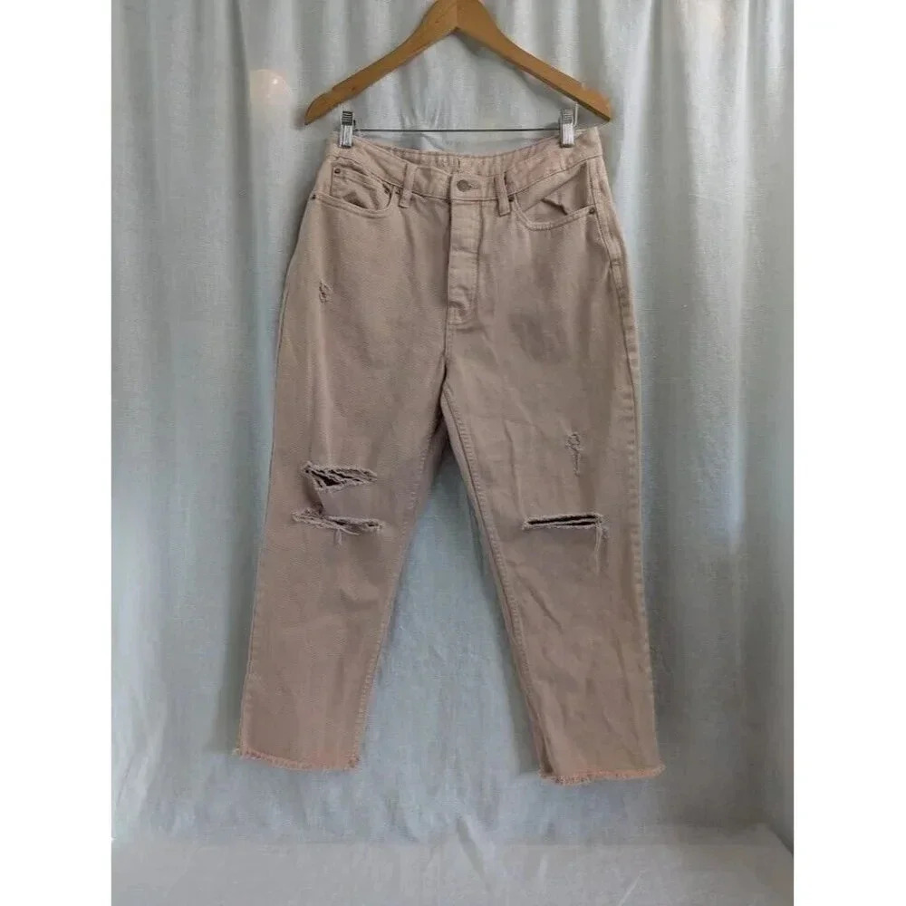 Vanilla Star Womens Jeans 90s Boyfriend Distressed Button Fly Size 11 Peachy